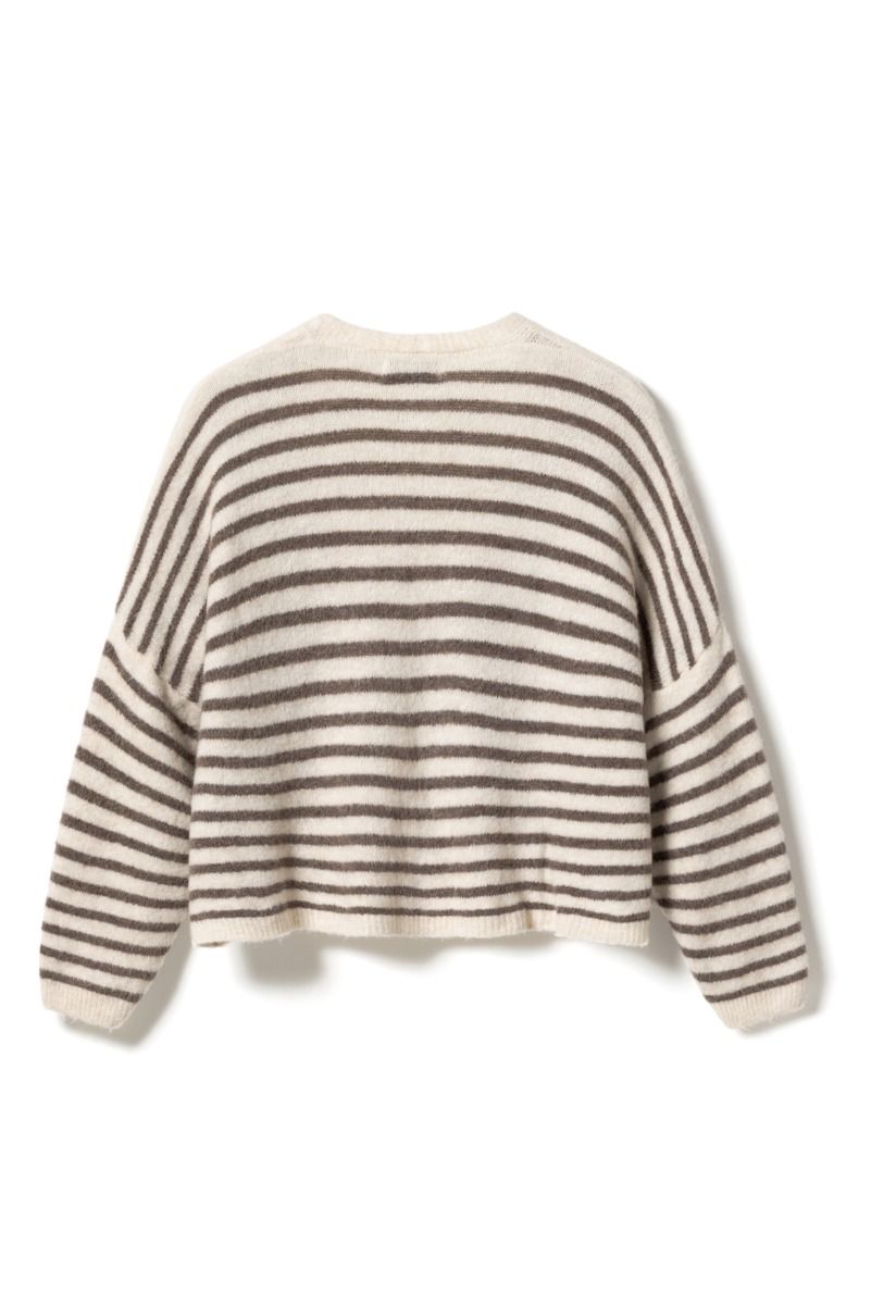 Noella - Strik - Lenda Knit Cardigan - Brown Ivory Stripe