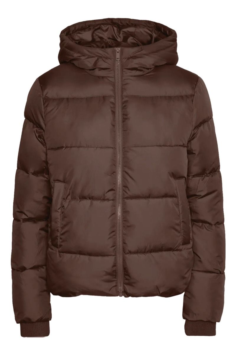 Pieces - Jakke - Bee New Short Puffer Jacket - Hot Fudge (Levering midt august)