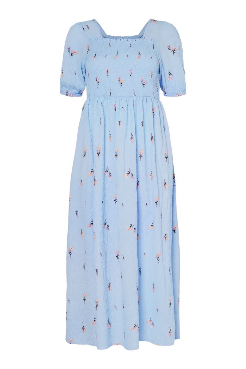 Pieces - Kjole - Jeo SS Square Neck Midi Dress - Cashmere Blue Flowers