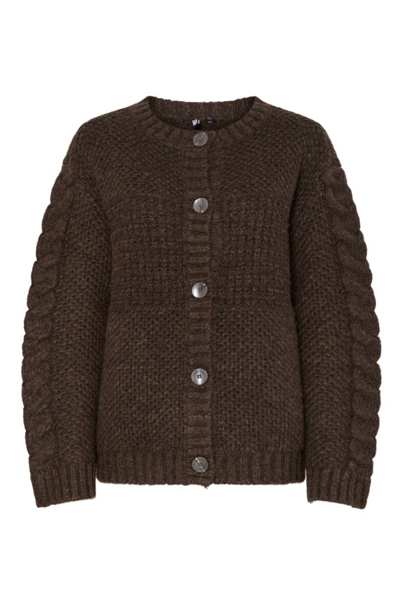 Pieces - Cardigan - Jacinthe LS O-Neck Knit Cardigan - Morel