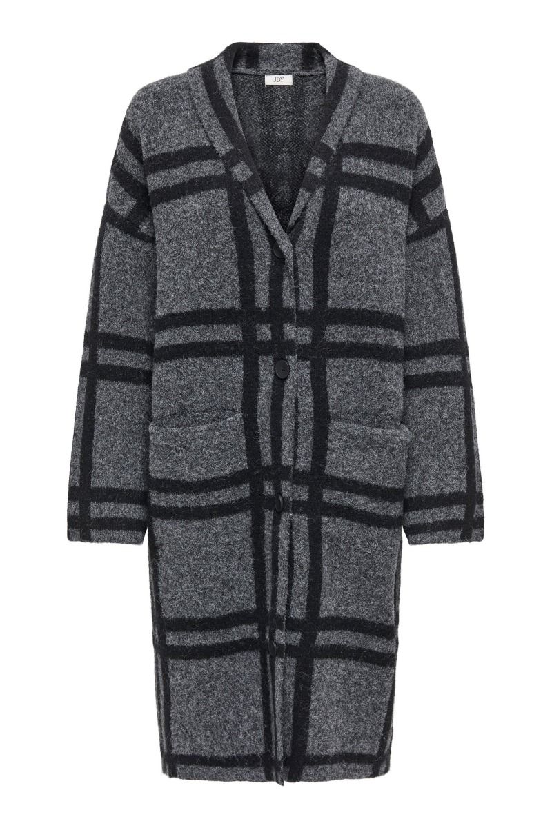 JDY - Jakke - Lydia L/S V-Neck Coatigan - Dark Grey Melange