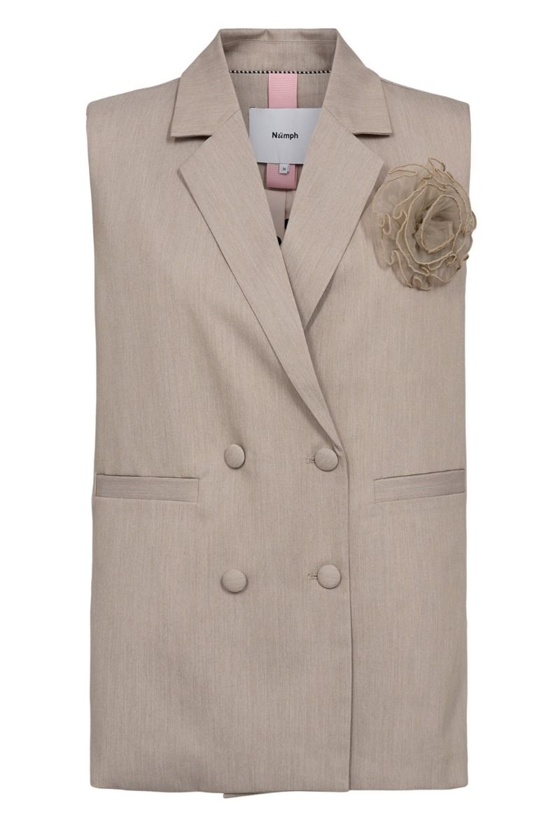 Nümph - Vest - Floria Long Vest - Chateau Gray Melange