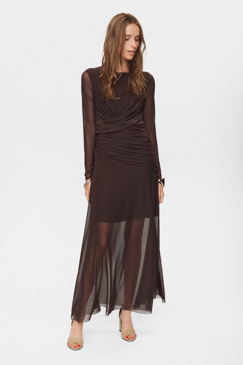 Nûmph - Kjole - Cirri Mesh Dress - Black Coffee