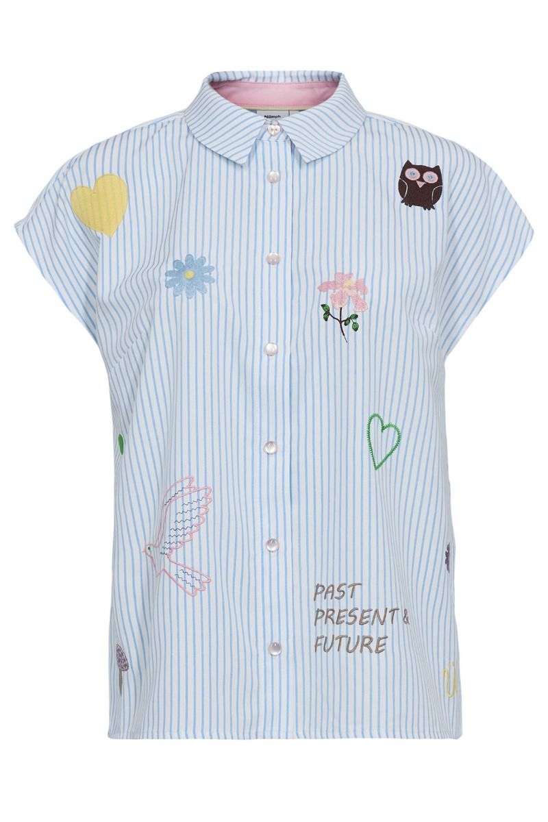 Nümph - Skjorte - Ashley Embroidery Shirt - Airy Blue