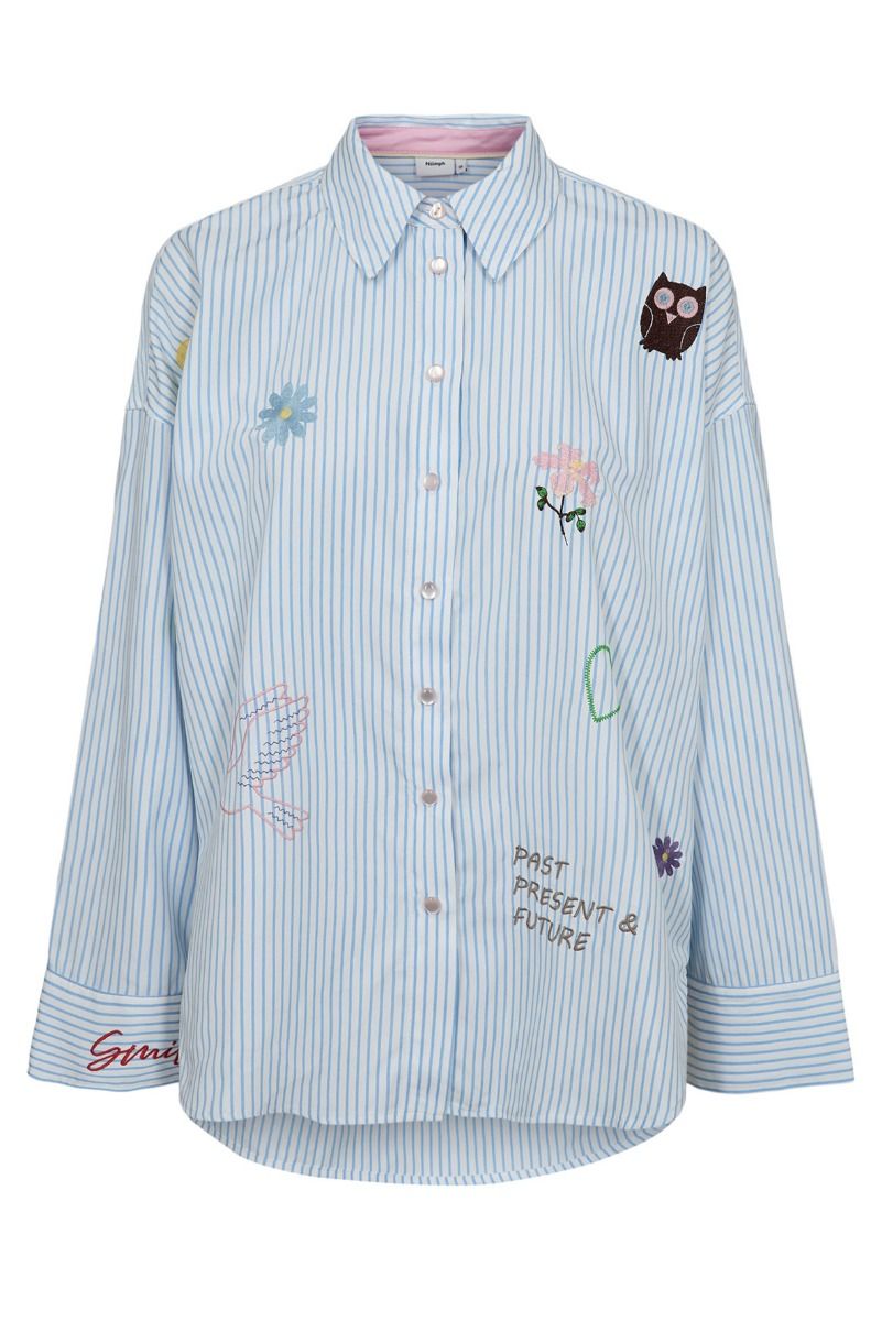 Nümph - Skjorte - Ashley Embroidery Ls Shirt - Airy Blue