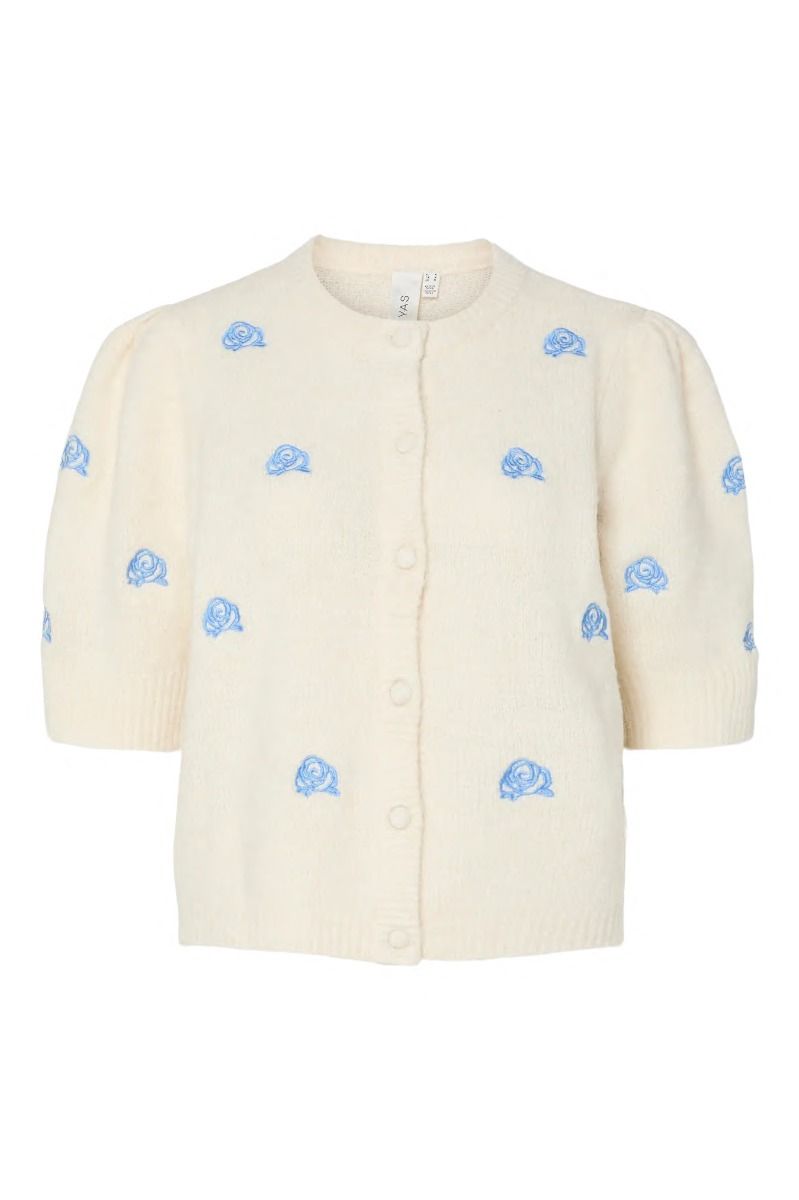 Y.A.S - Cardigan - Yasanne Ss Embroidery Knit Cardigan  - Birch