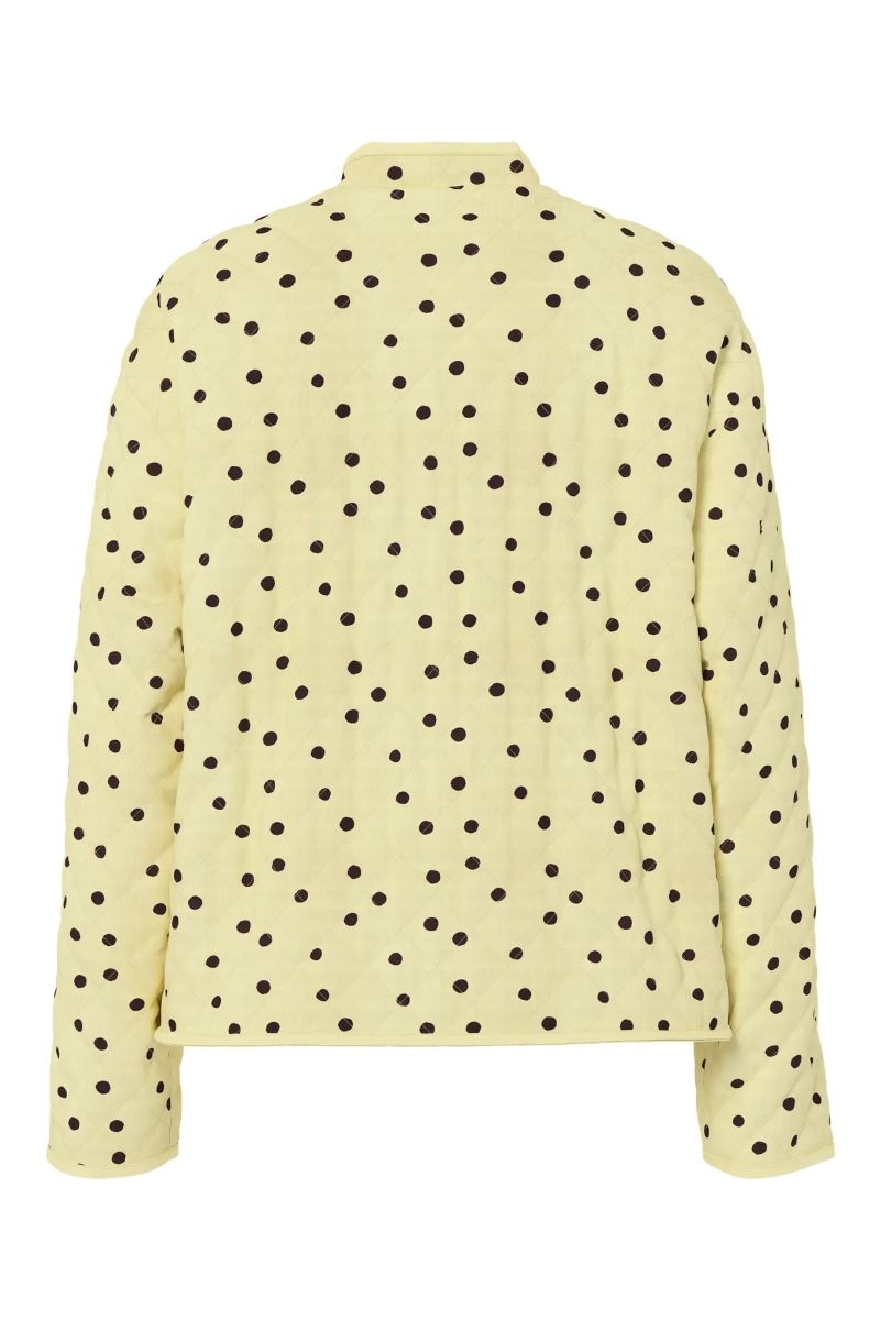 Pieces - Jakke - Rikke Quilted Jacket - French Vanilla/ Brown Polka Dots (Levering midt maj)