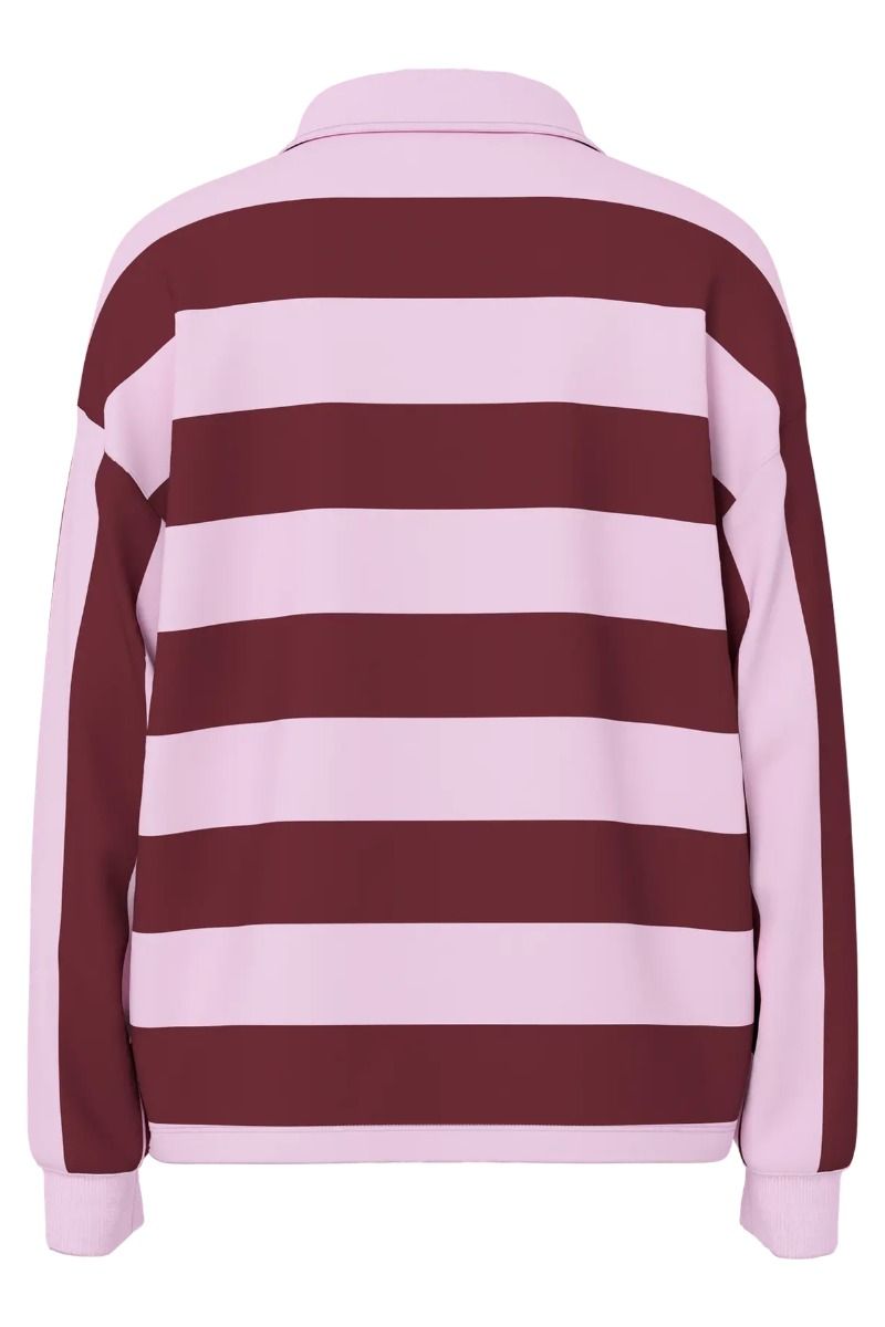 Pieces - Bluse - Filucca LS Loose Polo Shirt - Tawny Port/Pink Tulle