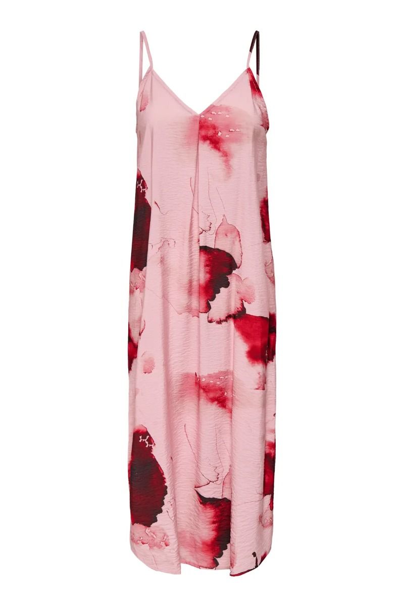 JDY - Kjole - Maya S/L Midi Dress - Orchid Pink/Hibiscus Flower Detail (Levering midt maj)