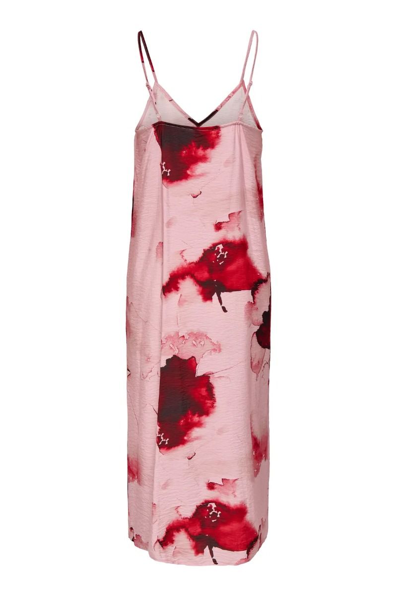 JDY - Kjole - Maya S/L Midi Dress - Orchid Pink/Hibiscus Flower Detail (Levering midt maj)