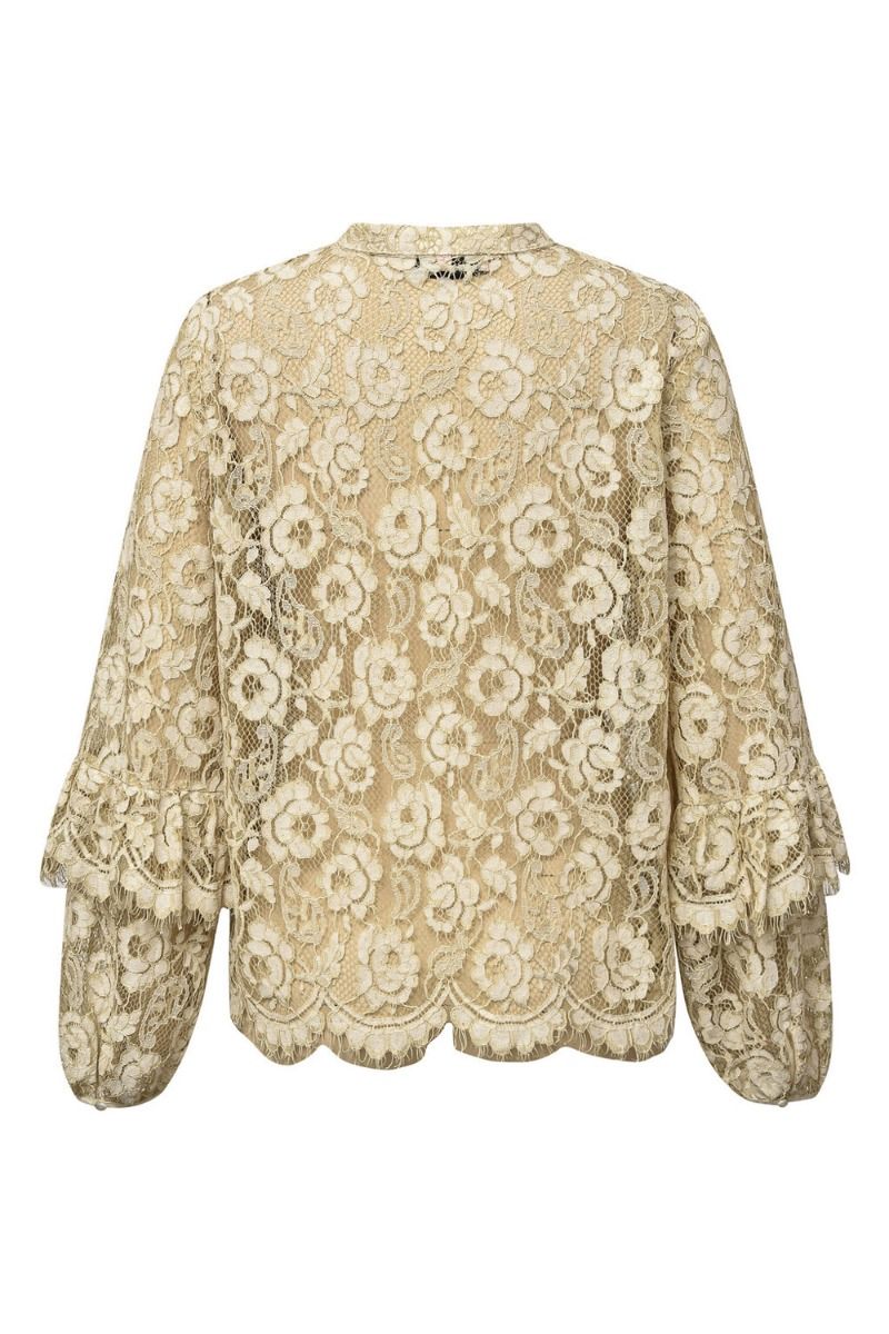 A-View - Skjorte - Alaia Lace Shirt - Sand