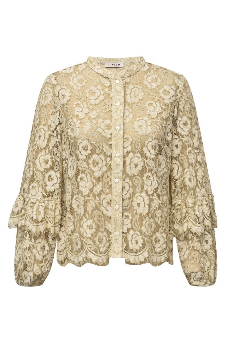 A-View - Skjorte - Alaia Lace Shirt - Sand