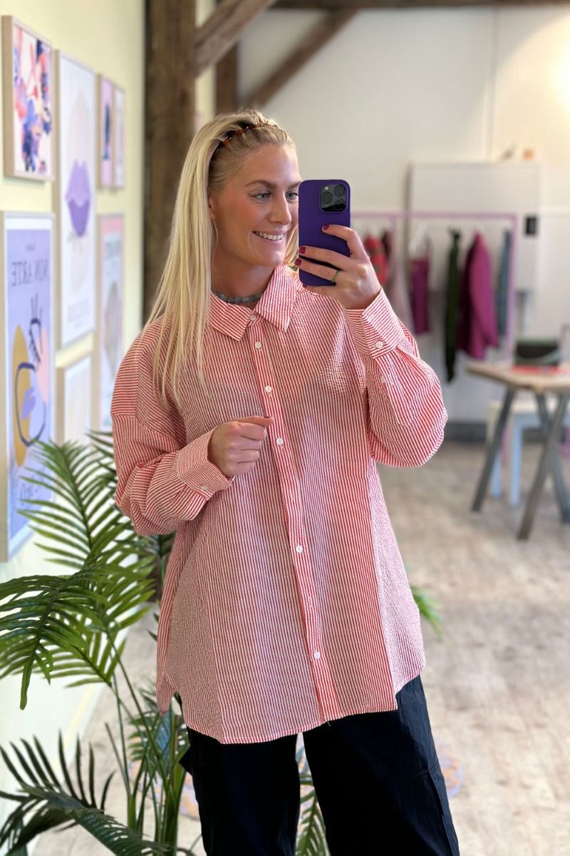 A-View - Skjorte - Sonja Shirt - Red/white