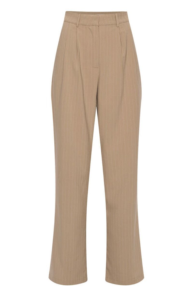 A-View - Bukser - Annali Camel Stripe Pant - Beige