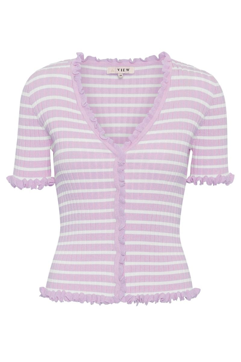 A-View Fabia - Bluse - SS Tee 114 - Lavender/Off white