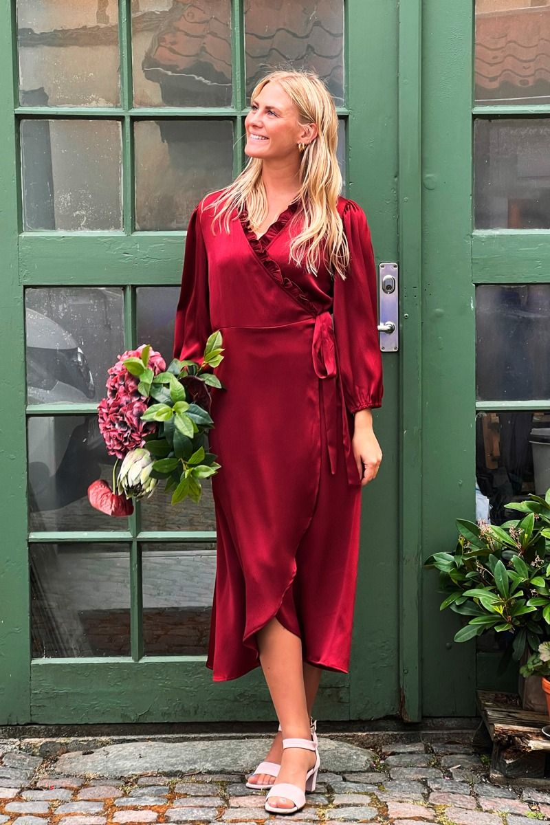 A-View - Kjole - Peony 3/4 Sleeve Dress - Bordeaux