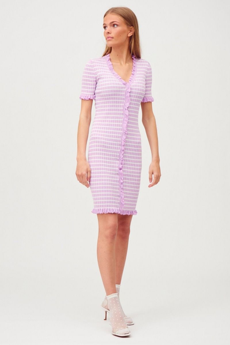 A-View - Kjole - Sabia Dress - Lavender/Off White