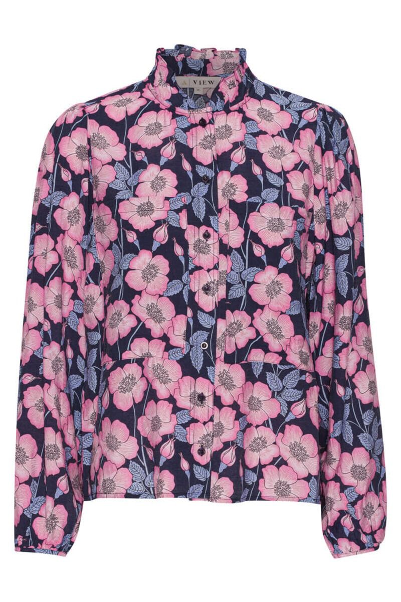 A-View - Skjorte - Dahlia Shirt - Blue/Pink