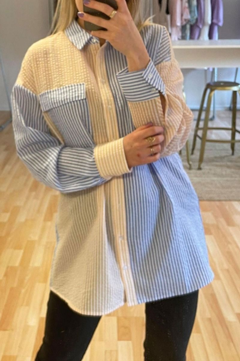 A-View - Skjorte - Mila Shirt - Light Blue/Yellow