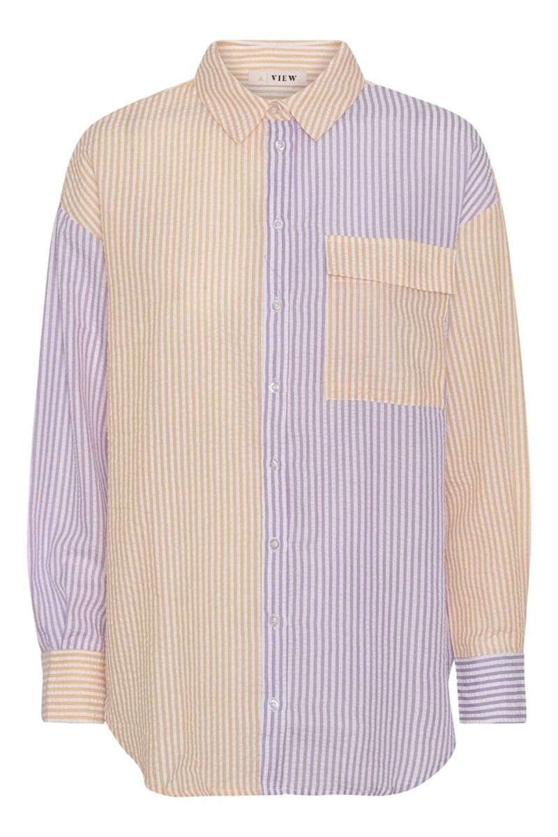 A-View - Skjorte - Mila Shirt - Purple/Yellow