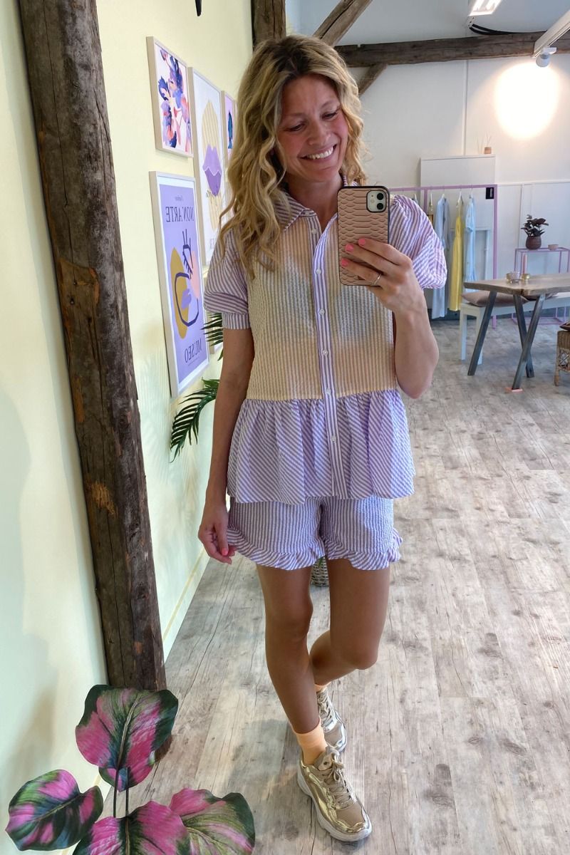 A-View - Skjorte - Rikke Shirt - Lavander/Yellow