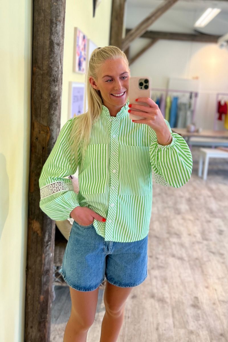 A-View - Skjorte - Tiffany Shirt Stripe - Green