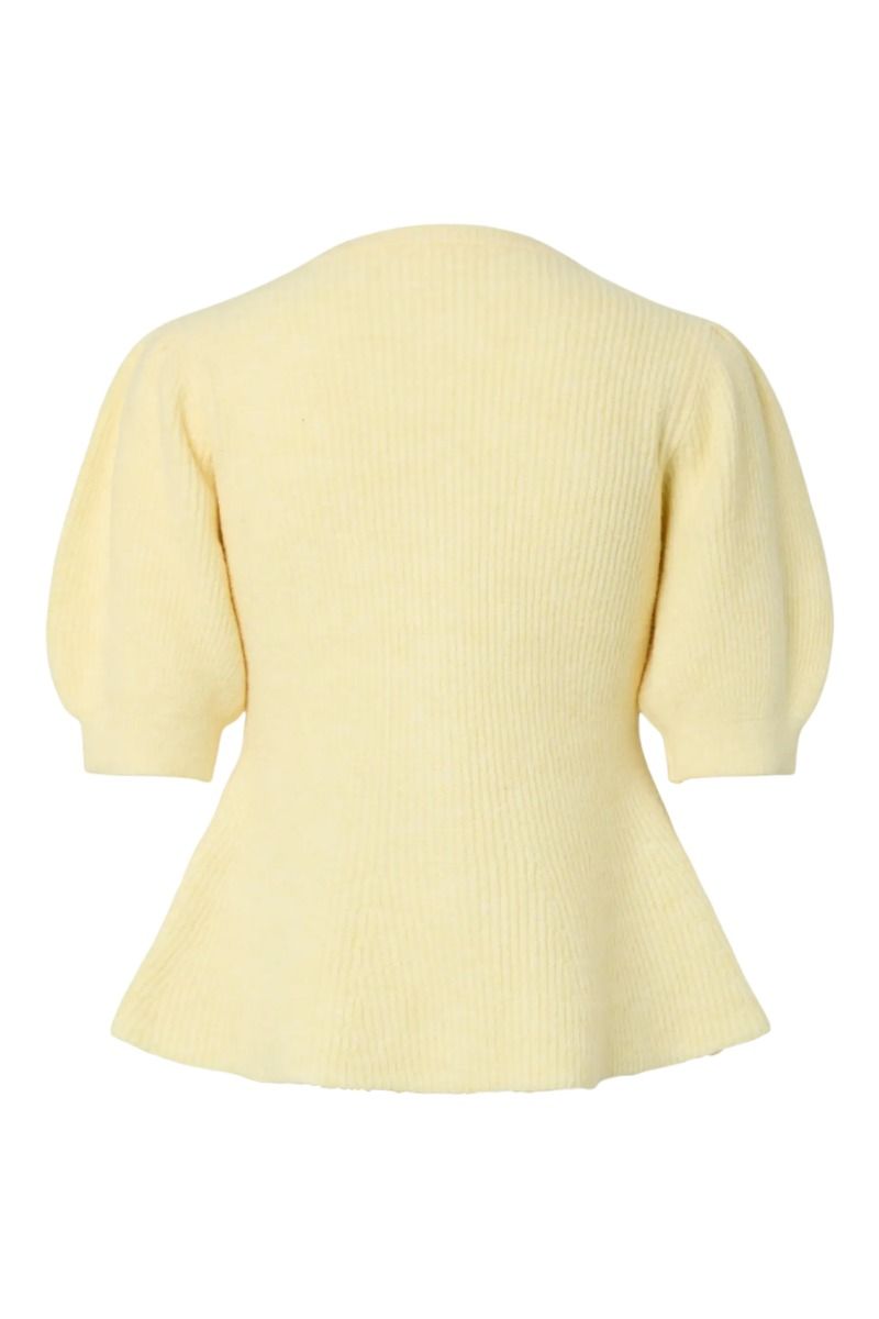 Pieces - Cardigan - Silly SS Puff Knit Cardigan - Pale Banana Melange