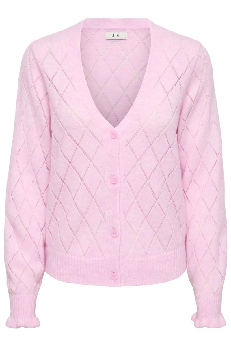 JDY - Cardigan - Letty L/S V-Neck Struc Cardi - Pink Lady/Melange