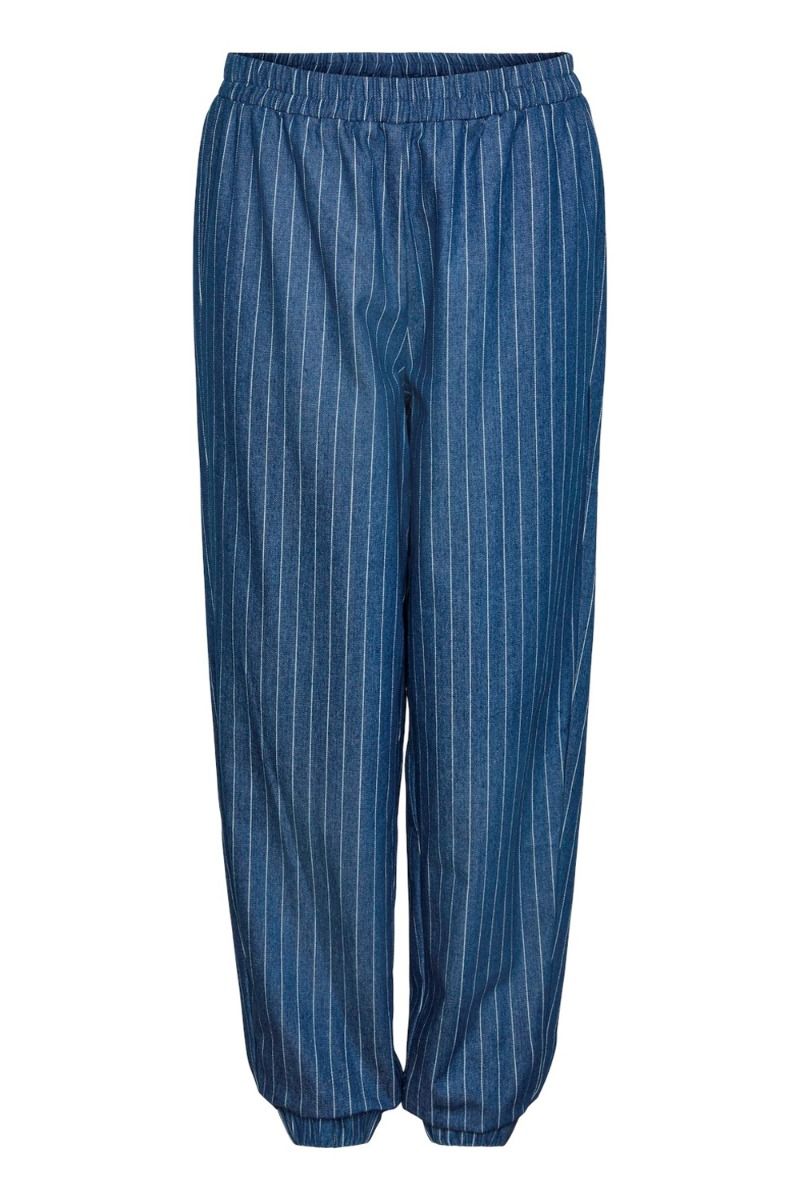 Pieces - Bukser - PC Amilda HW Pant - Medium Blue Denim