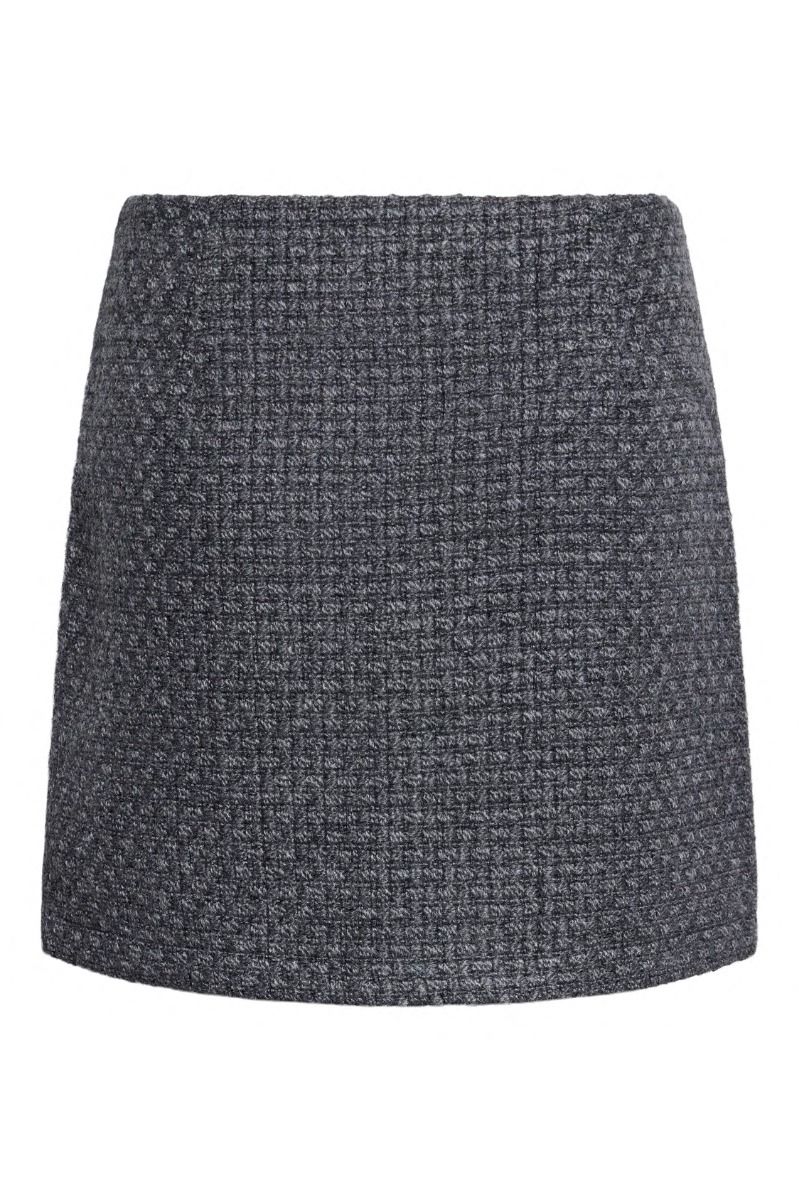 Pieces - Nederdel - Pc Nua Hw Short Boucle Skirt - Dark Grey Melange