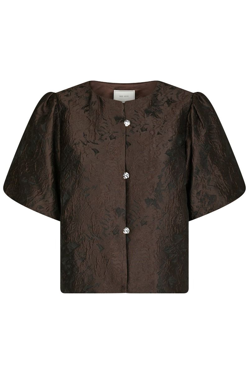 Neo Noir - Bluse - Aisa Brocade Blouse - Dark brown