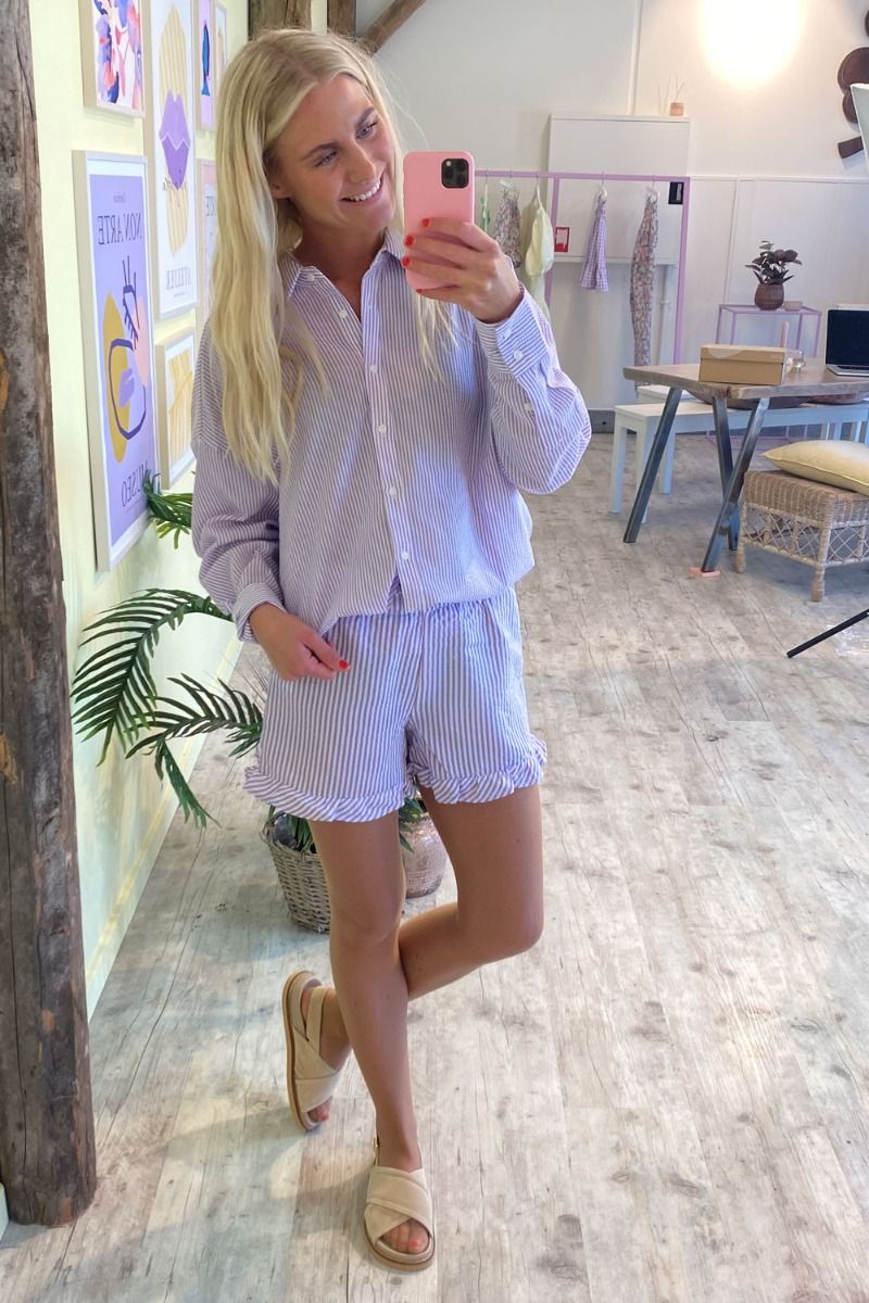 A-View - Skjorte - Sonja Shirt - Purple/White