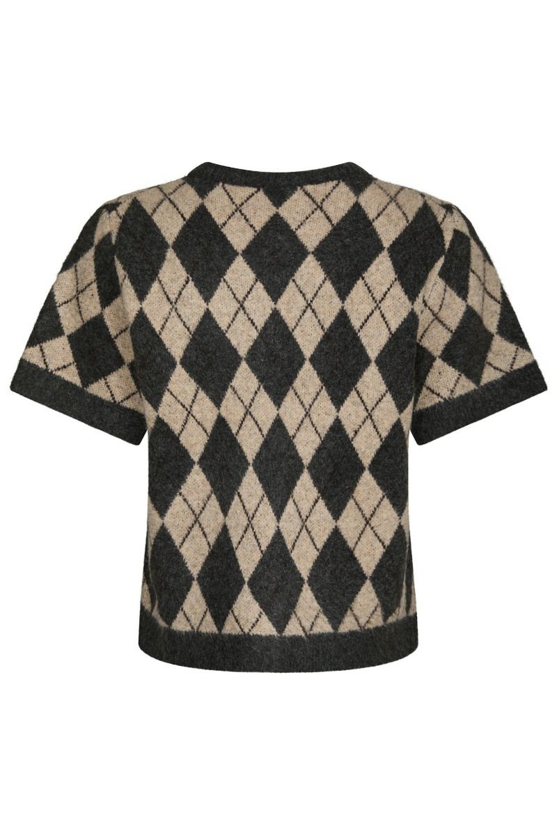 Neo Noir - Cardigan - Allestar Check Knit Cardigan - Beige