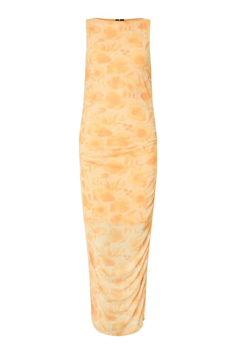 Pieces - Kjole - Ally SL Boatneck Ankle Dress - French Vanilla Flowers (Levering midt april)