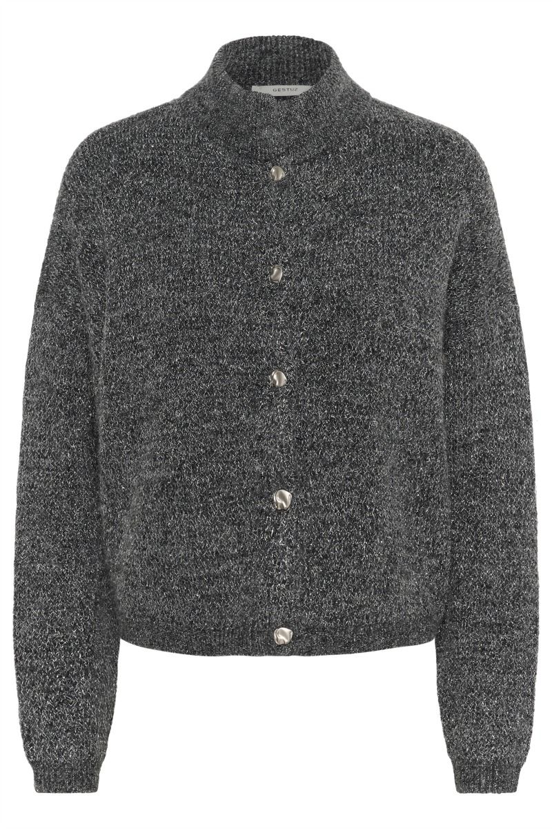 Gestuz - Cardigan - GZalpha lurex short cardigan - Charcoal melange with lurex