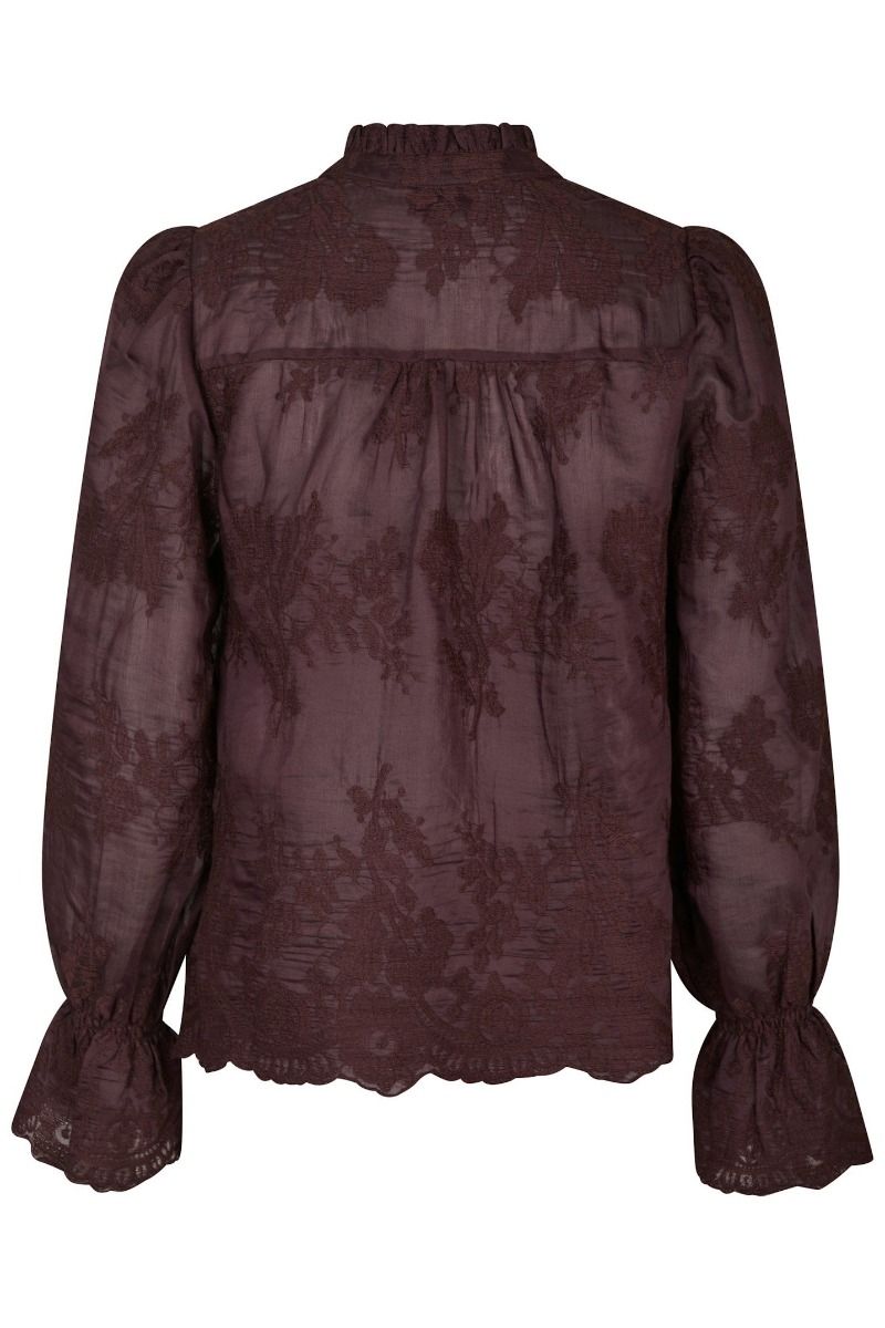 Neo Noir - Bluse - Amara Big Embroidery Blouse - Burgundy