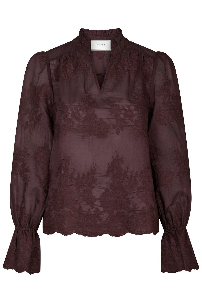Neo Noir - Bluse - Amara Big Embroidery Blouse - Burgundy