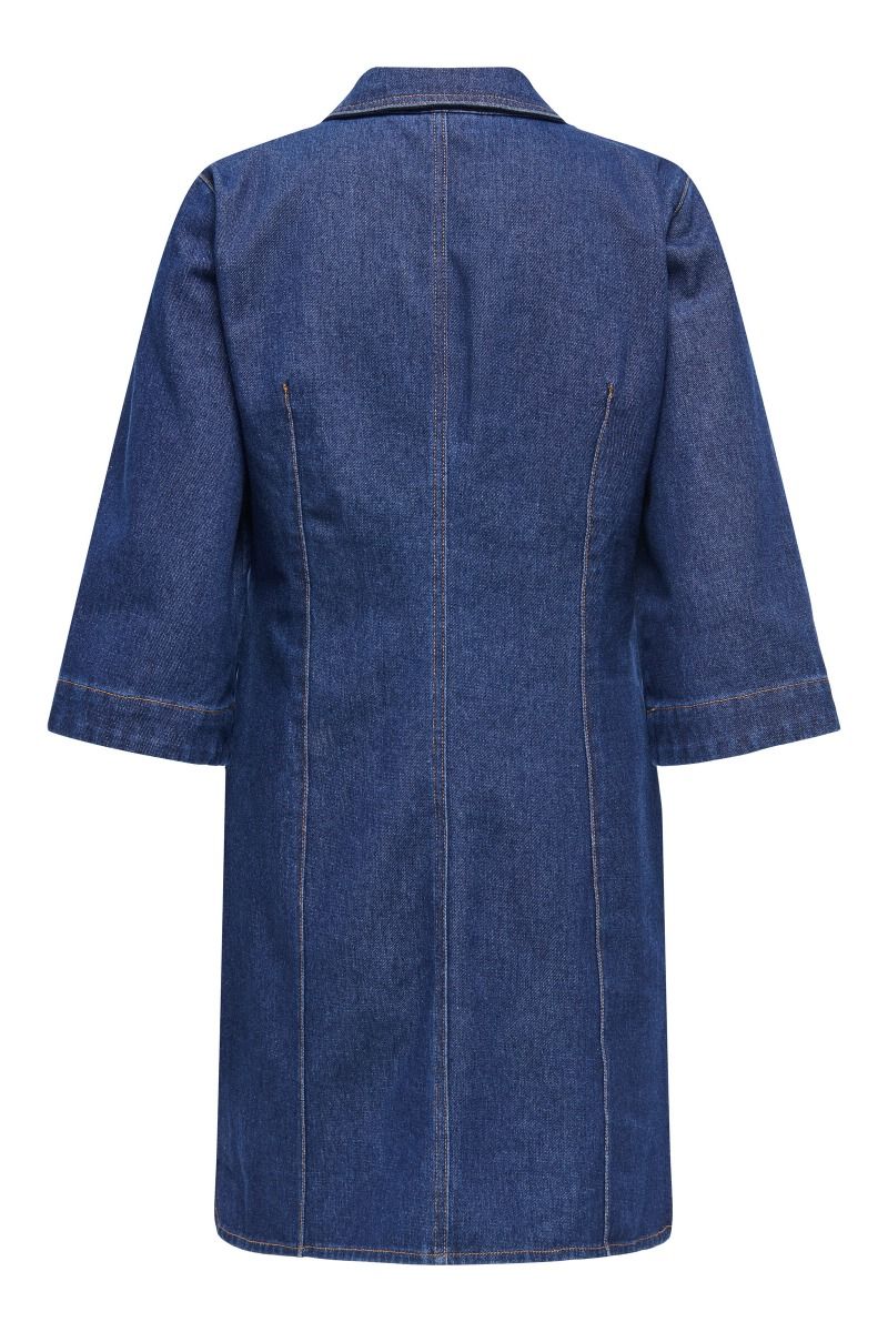 JDY - Kjole - Sally Zip Stitch 3/4 Dress - Dark Blue Denim