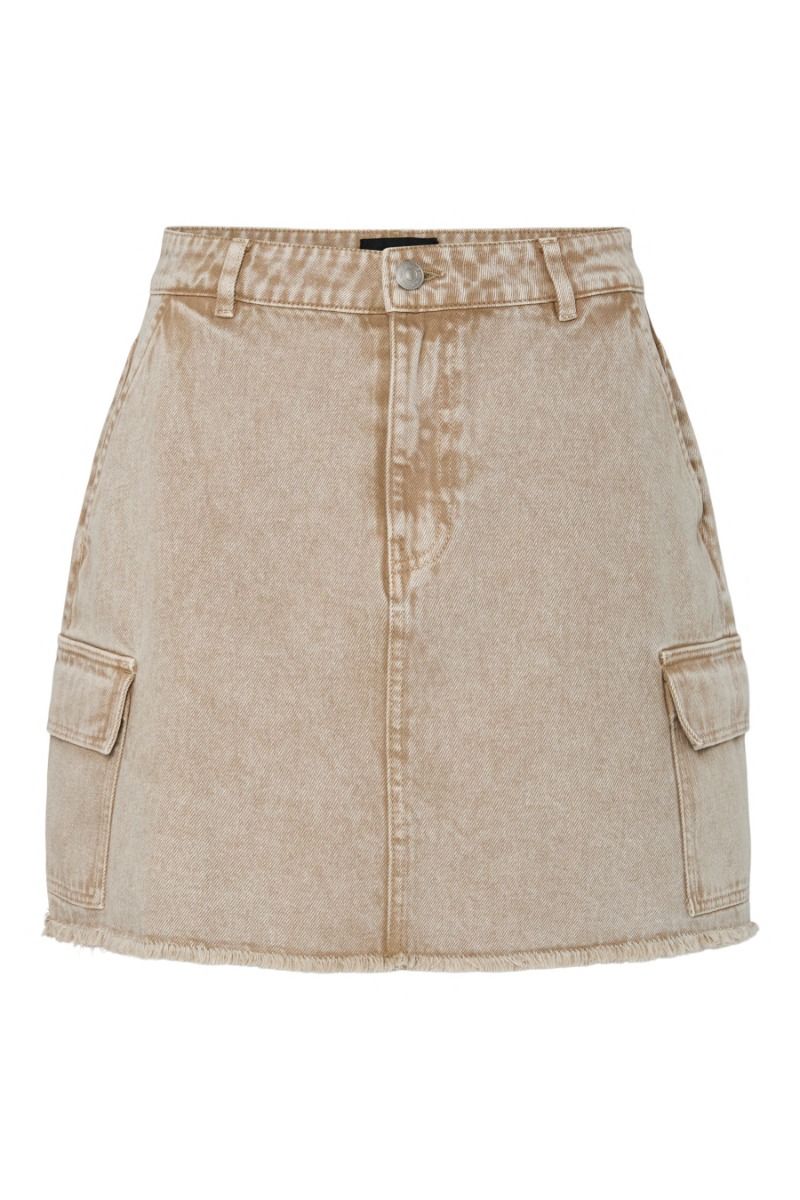 Pieces - Nederdel - Fay Mw Cargo Mini Denim Skirt - Sandshell