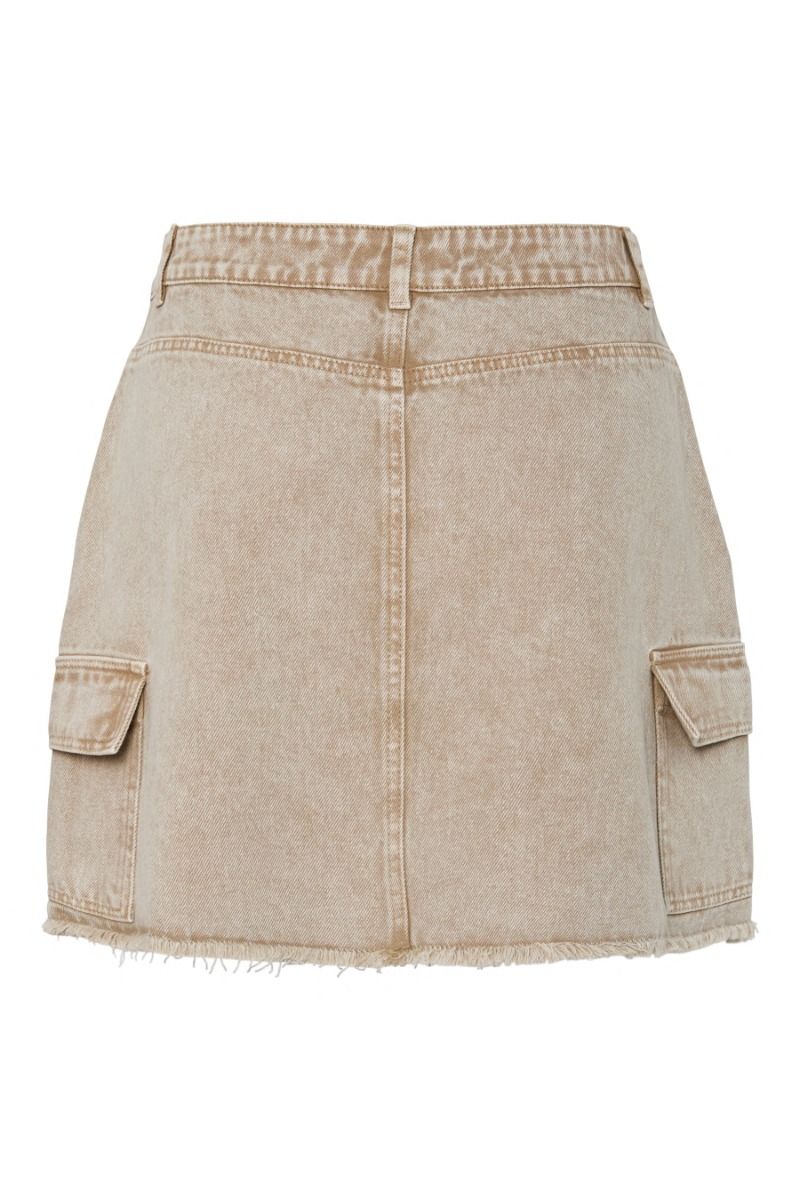 Pieces - Nederdel - Fay Mw Cargo Mini Denim Skirt - Sandshell