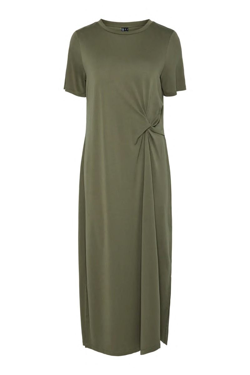 Pieces - Kjole - Anora SS O-Neck Knot Dress - Deep Lichen Green