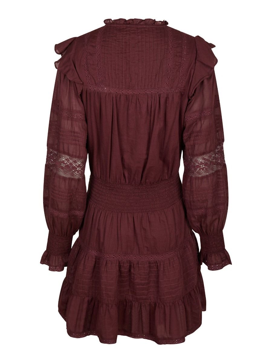 Neo Noir - Kjole - Aran S voile Dress - Burgundy