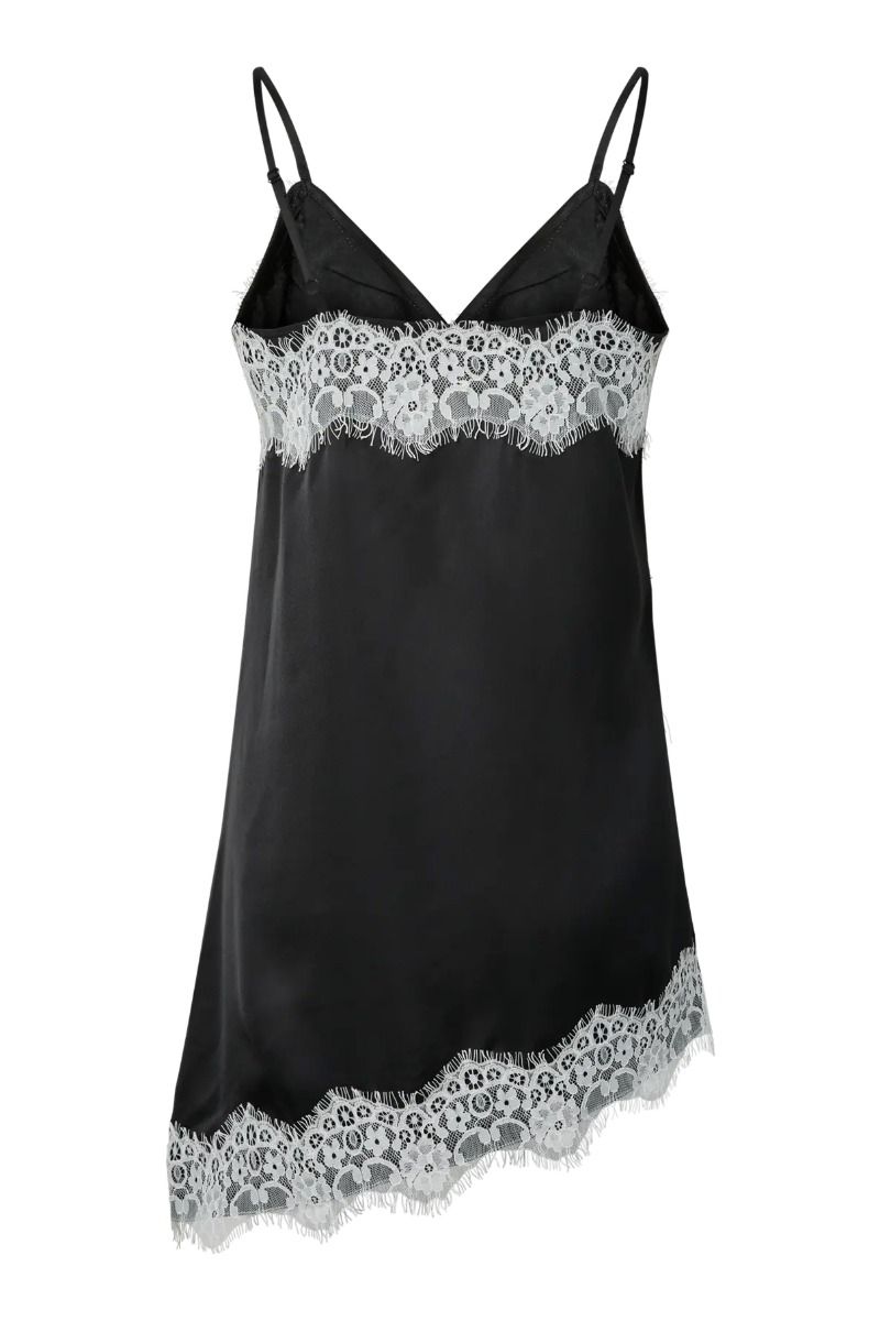 Pieces - Top - Ariel Assymetric Lace Top - Black White Lace (Levering midt april)