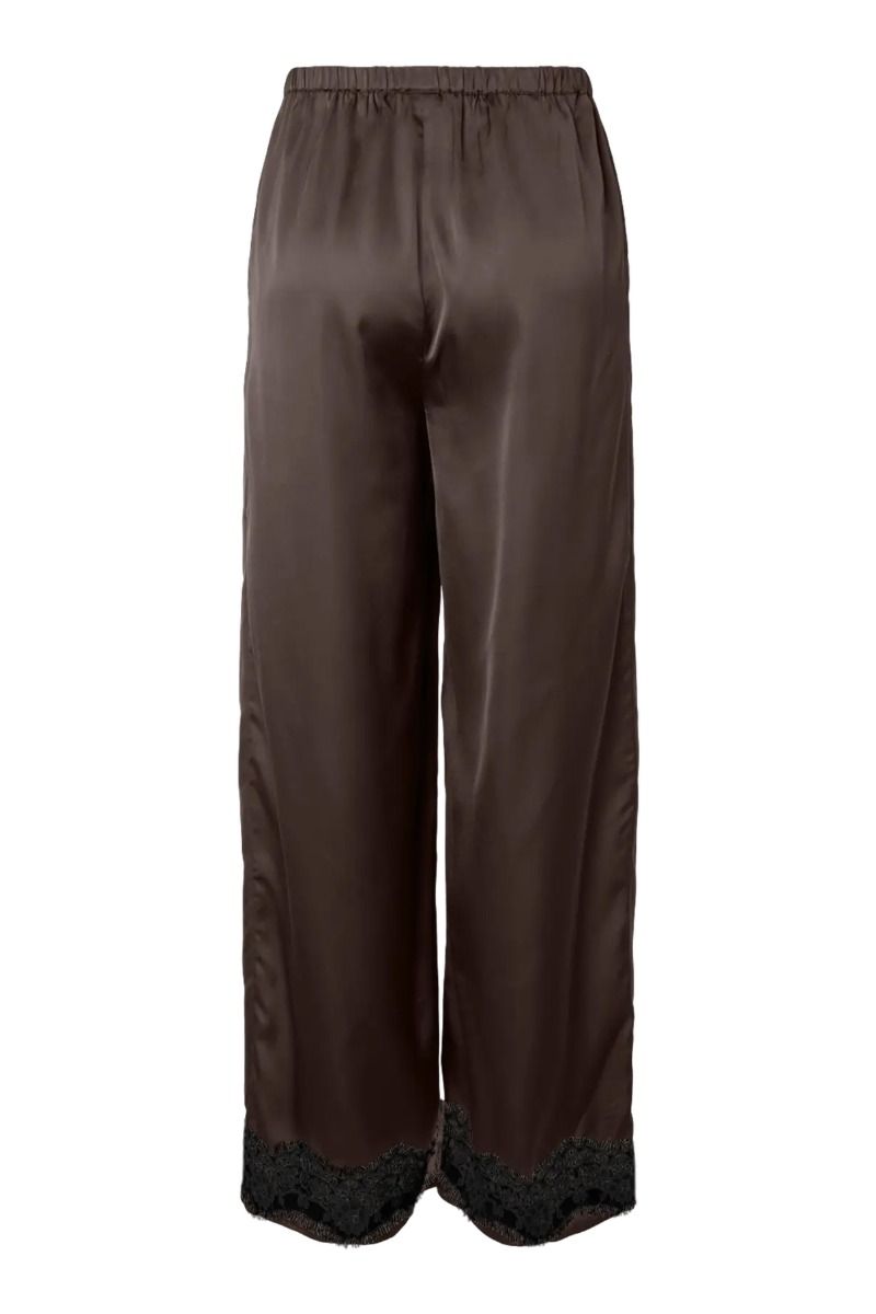 Pieces - Bukser - Ariel HW Wide Lace Pants - Hot Fudge Black Lace (Levering midt april)