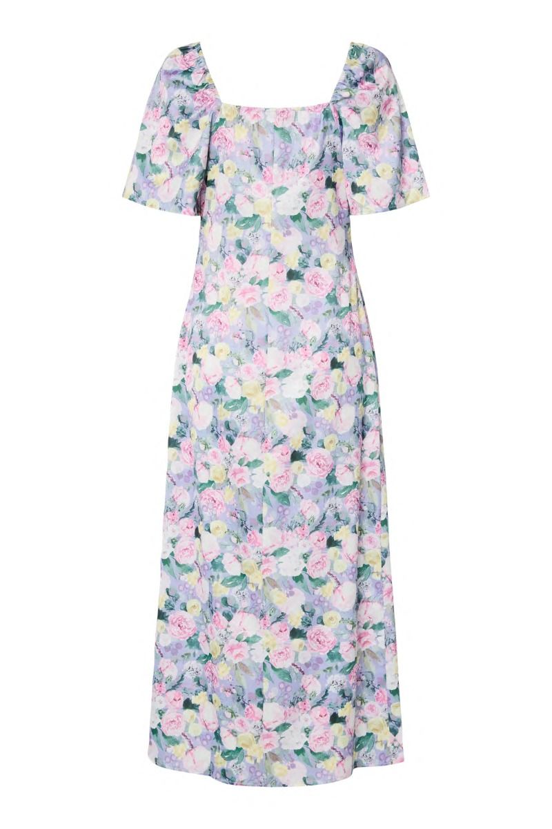 Pieces - Kjole - Arina SS SQ-Neck Ankle Dress - Lavender Flower