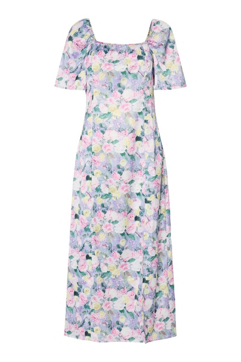 Pieces - Kjole - Arina SS SQ-Neck Ankle Dress - Lavender Flower