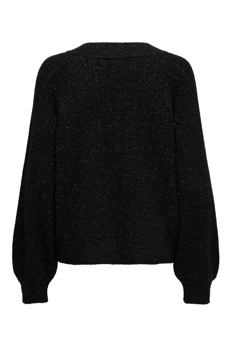 JDY - Strik - Jdyaspen Life L/S Lurex V-Neck Pull Knt - Black