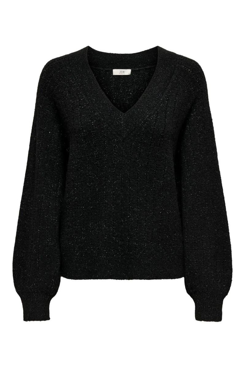 JDY - Strik - Jdyaspen Life L/S Lurex V-Neck Pull Knt - Black