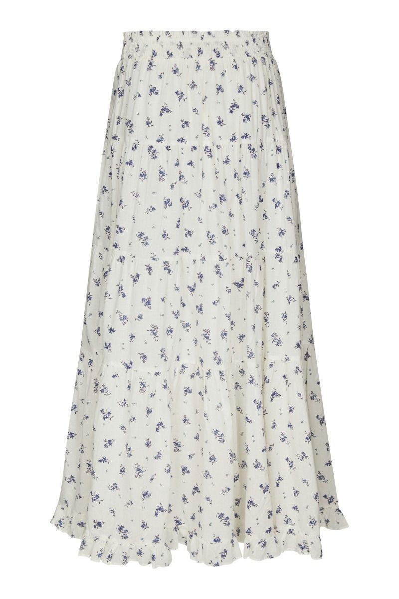 Neo Noir - Nederdel - Asta Small Blossom Skirt - White Blue (Levering midt april)
