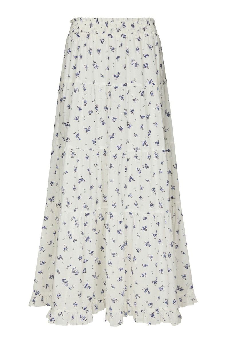 Neo Noir - Nederdel - Asta Small Blossom Skirt - White Blue (Levering midt april)